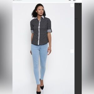 NWT Park Avenue Woman Black & White Regular Fit Printed Casual Shirt NEW